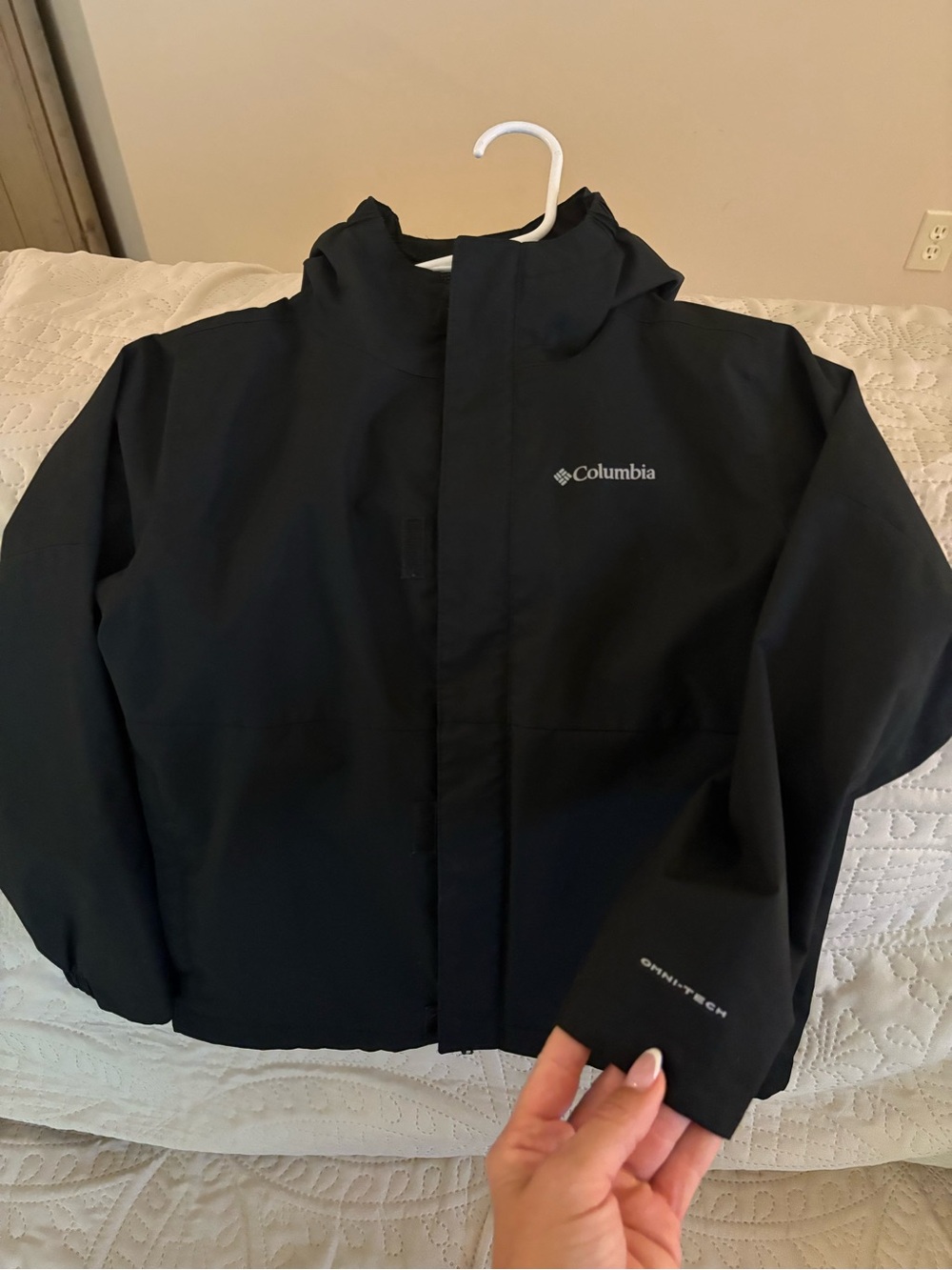 Columbia Kids Black Hooded Rain Jacket